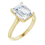 14K Yellow Gold Emerald Center Solitaire Engagement Ring