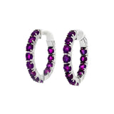 February Birthstone Sterling Silver Amethyst Inside Out Earrings