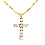 18Kt Gold IP Stainless Steel Lab Created White Sapphire Cross Pendant