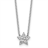 Sterling Silver Natural Diamond Hammered Star Necklace