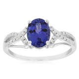14K White Gold Oval Tanzanite Classic Ring
