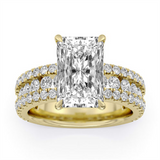 14K Yellow Gold 5.08Ct Radiant Lab Grown Diamonds Wide Band Engagement Ring