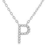10K White Gold P Initial Diamond Necklace