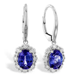 14K White Gold Tanzanites Halo Earrings