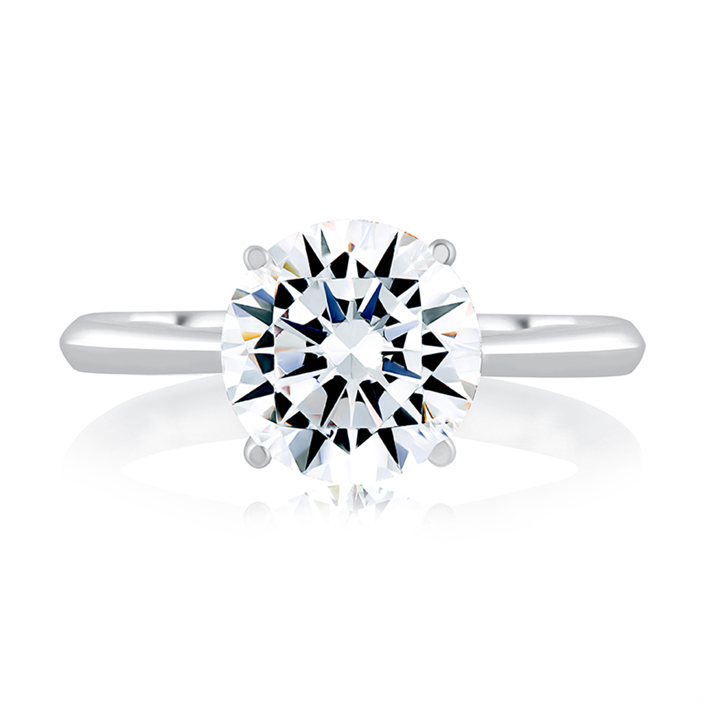 14K White Gold Hidden Halo Diamond Engagement Ring