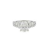18K White Gold Classic Oval Natural Diamond Engagement Ring