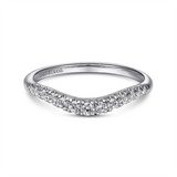 14K White Gold Curved French Pavé Diamond Wedding Band
