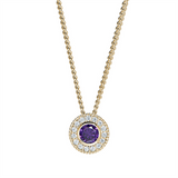 Gold Vermeil February Birthstone Simulated Amethyst Halo Pendant