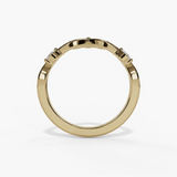 14K Yellow Gold Curved Natural Diamonds Band
