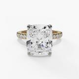 14K Yellow And White Gold Hidden Halo Radiant Natural Diamonds Engagement Ring