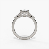 14K White Gold Floral Oval Natural Diamonds Engagement Ring