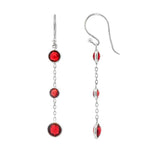 Sterling Silver Garnets Dangle Earrings