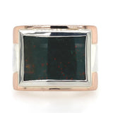 Two-Tone Rectangular Bloodstone Contemporary Ring