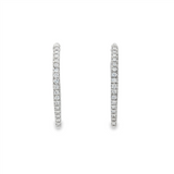 14K White Gold V-Shape Lab Grown Diamonds Hoops