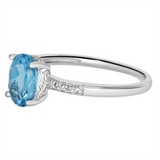 December Birthstone Rings: 14K White Gold Diamond And Swiss Blue Topaz Ring