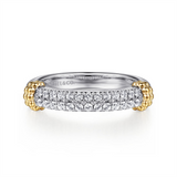 Sterling Silver And 14K Yellow Gold White Sapphire Stackable Ring