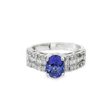 14K White Gold Oval Tanzanite Classic Ring