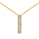 14K Yellow Gold Natural Diamonds Bar Necklace