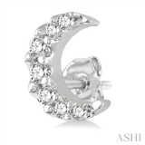 10K White Gold Crescent Stud Natural Diamonds Earrings