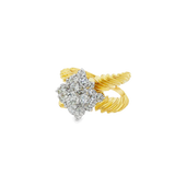 JT ESTATE 14K Two-Tone Cluster Natural Diamonds Ring
