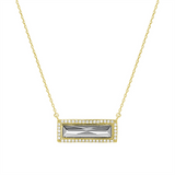 Gold Vermeil April Birthstone Bar Cubic Zirconia Bar Pendant