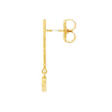 14K Yellow Gold Opal Crystal Dangle Bar Earrings