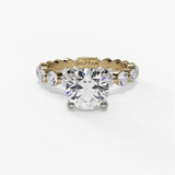 14K Yellow And White Gold Modern Round Natural Diamonds Engagement Ring