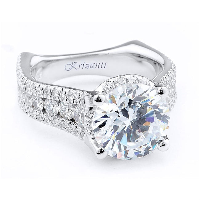 18K White Gold Hidden Halo Round Natural Diamonds Natural Diamonds Engagement Ring