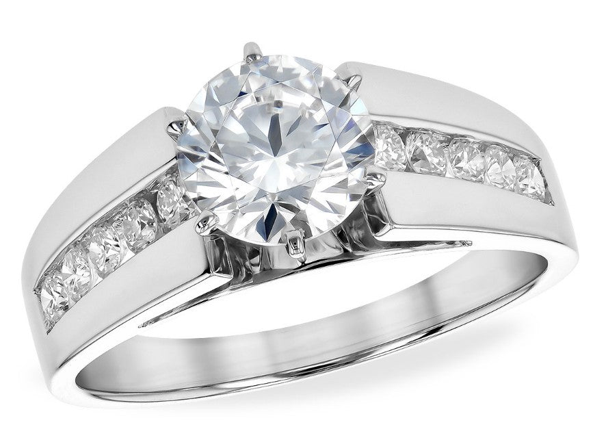 14K White Channel Set Diamond Engagement Ring