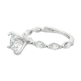 14K White Gold Modern Round Natural Diamonds Engagement Ring