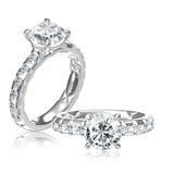 14K White Gold Round Quilted Diamond Engagement Ring