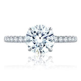 14K White Gold Round Quilted Diamond Engagement Ring