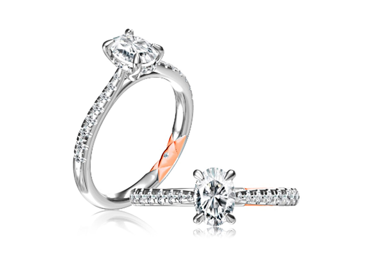 14K White And Rose Classic Diamond Engagement Ring
