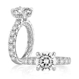 14K White And Yellow Gold Round Cut Diamond Engagement Ring