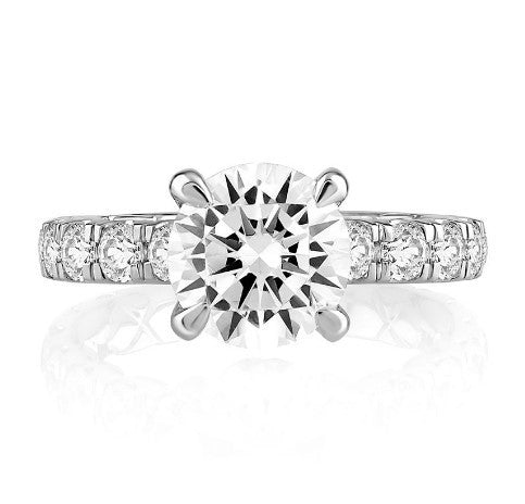 14K White And Yellow Gold Round Cut Diamond Engagement Ring