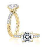 14K Yellow And White Gold Quilted Diamond Engagement Ring