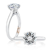 14K White And Rose Gold Solitaire Diamond Engagement Ring With Peek-A-Boo Diamonds