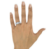 14K White Gold Wide Band Round Diamond Engagement Ring