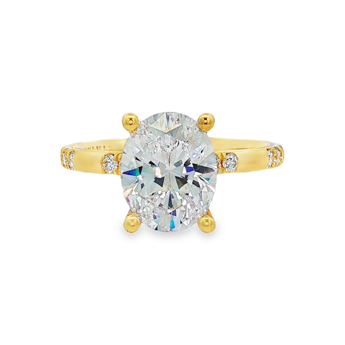 14K Yellow Gold Zelda Classic Oval Natural Diamonds Engagement Ring