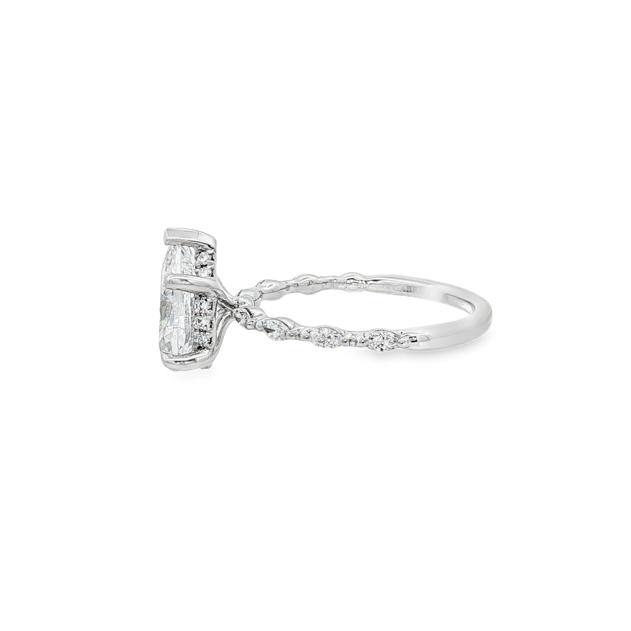 14K White Gold Adeena Hidden Halo Pear Natural Diamonds Engagement Ring