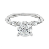 14K White Gold Modern Round Natural Diamonds Engagement Ring
