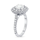 18K White Gold Double Halo Diamond Engagement Ring