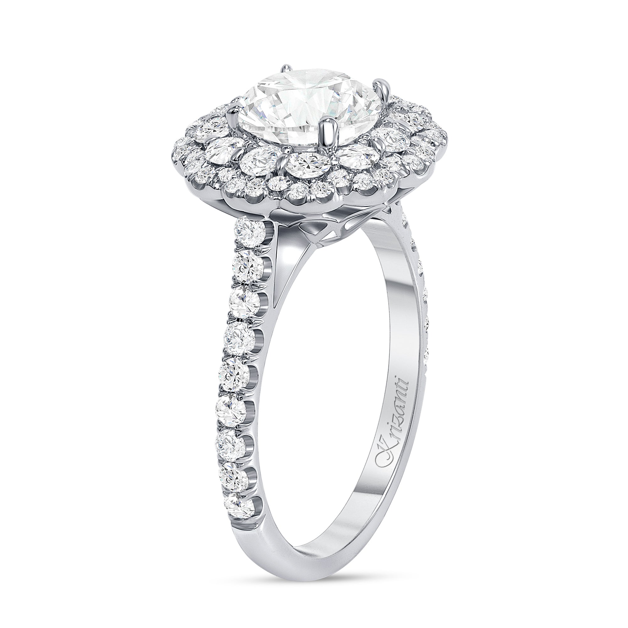 18K White Gold Double Halo Diamond Engagement Ring