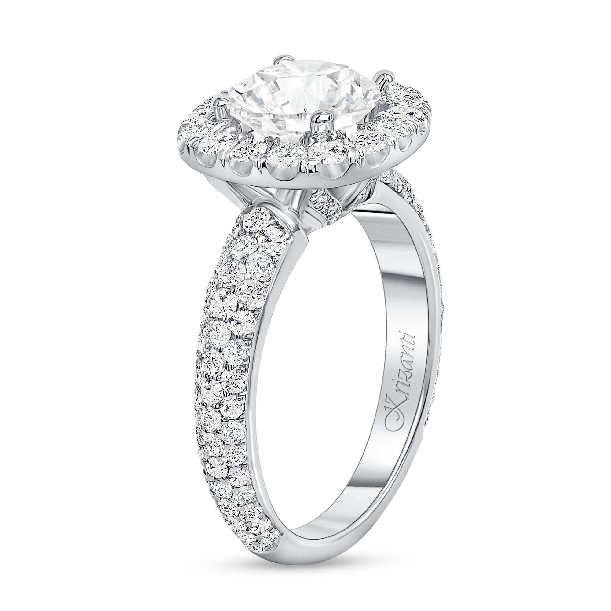 18K White Gold Cushion Halo Engagement Ring
