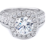 18K White Gold Halo Round Natural Diamonds Engagement Ring