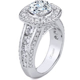 18K White Gold Halo Round Natural Diamonds Engagement Ring