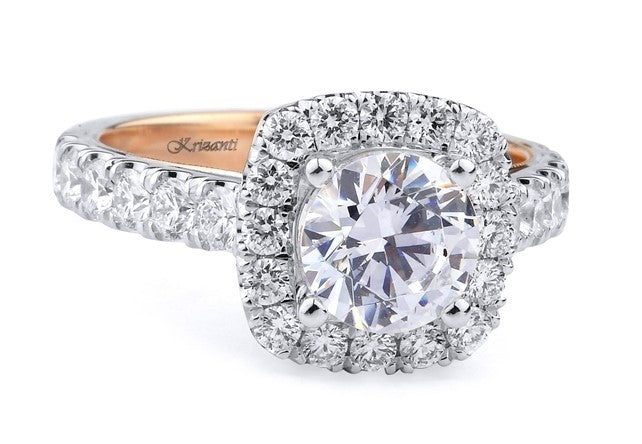 Krizanti 18K White And Rose Gold Peek-A-Boo Diamond Halo Engagement Ring