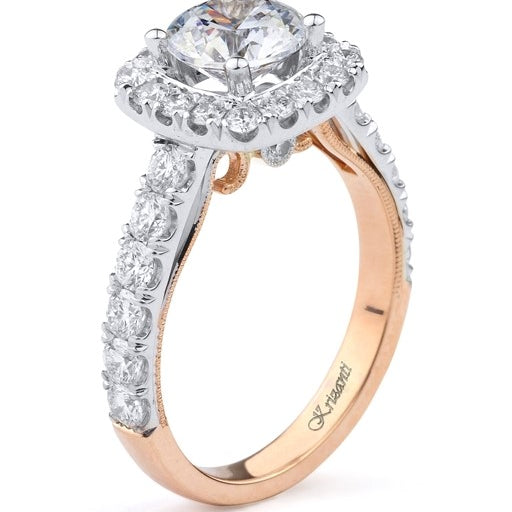 Krizanti 18K White And Rose Gold Peek-A-Boo Diamond Halo Engagement Ring