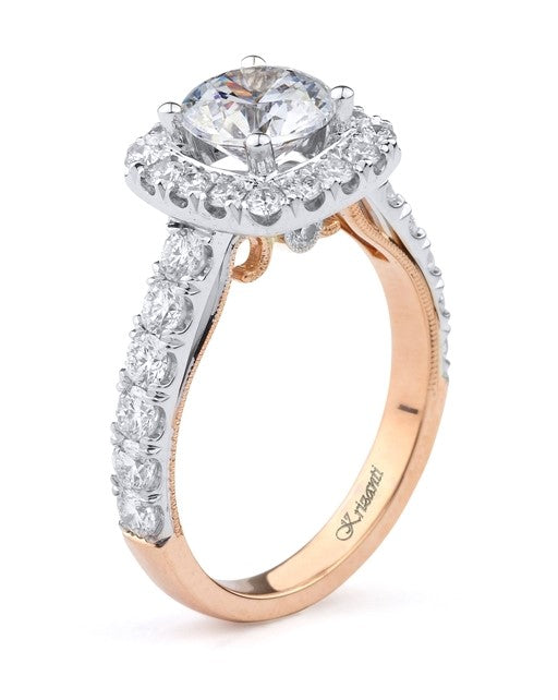 Krizanti 18K White And Rose Gold Peek-A-Boo Diamond Halo Engagement Ring