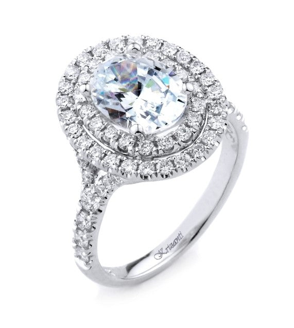 Krizanti 18K White Gold Double Halo Engagement Ring